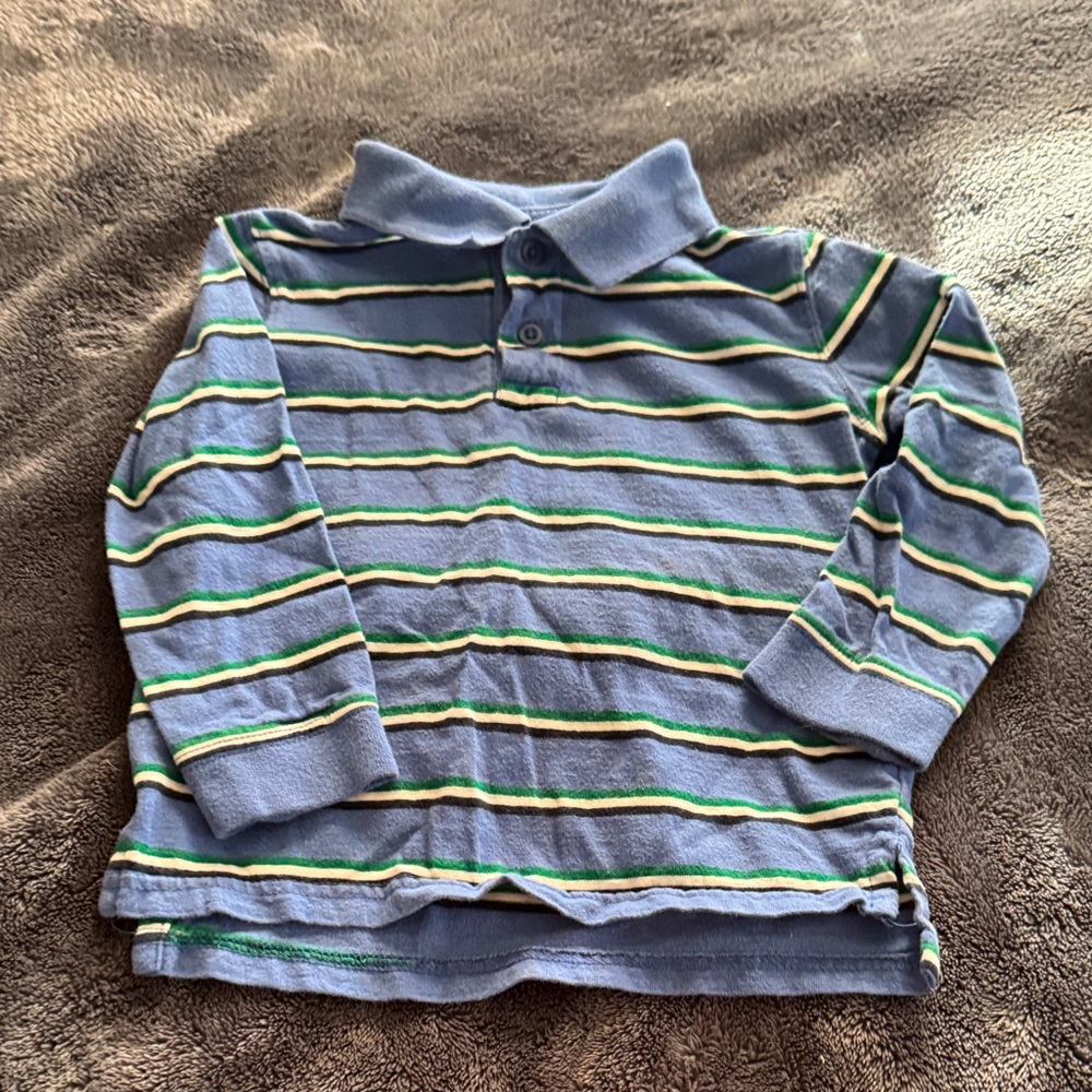Cherokee Blue Striped Long-Sleeve Polo